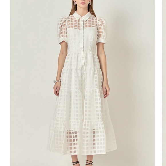 English Factory Dresses & Skirts - English factory gridded organza tiered maxi dress